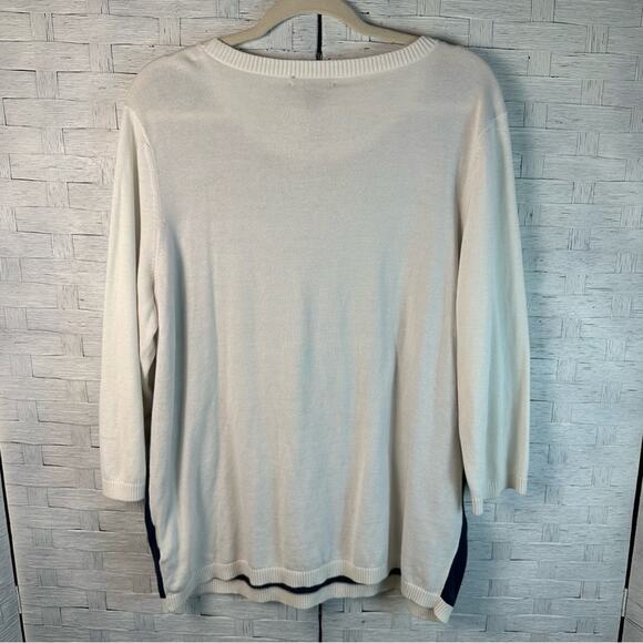 Tommy Hilfiger Anchor-Patterned Sweater  Navy Cream nautical coastal plus size - Picture 2 of 8